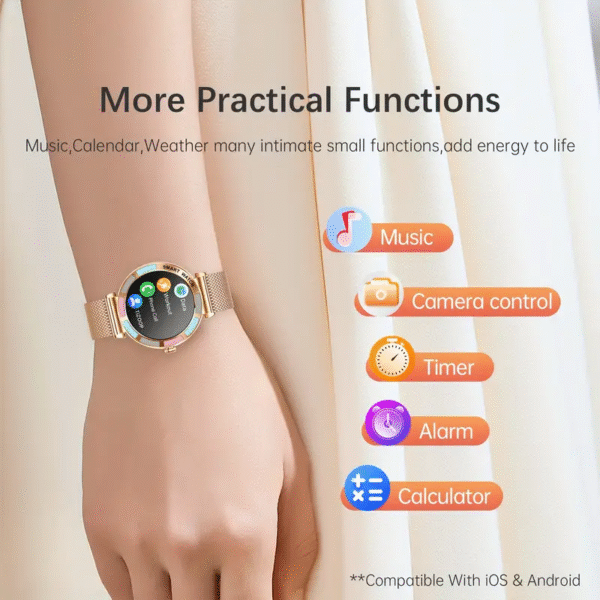 Modern Muse Women's Smart Watch: Chic design meets cutting-edge technology. A stylish smartwatch showcasing its sleek features and sophisticated look.