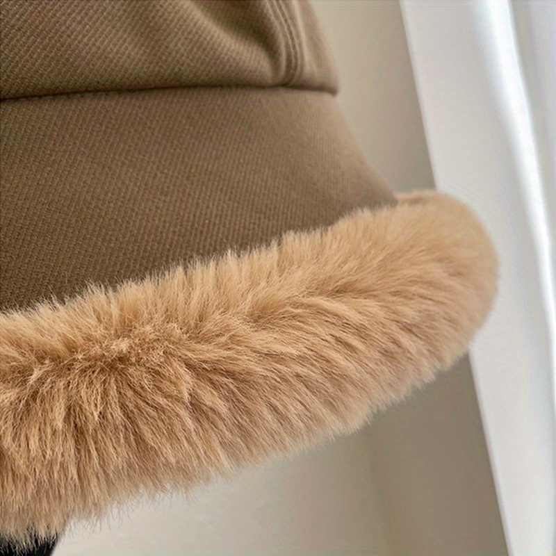 1-Pack Women's Plush Fleece-Lined Winter Bucket Hat with Detachable Ear Flaps - Thickened Warm Brown Beanie for Outdoor Activities, Non-Stretch Snug Fit & Versatile Cold Weather Accessory, Winter Hat, Earthy Style, Woollike Texture