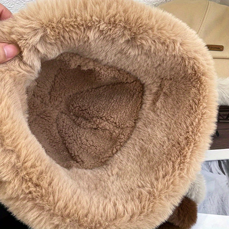 1-Pack Women's Plush Fleece-Lined Winter Bucket Hat with Detachable Ear Flaps - Thickened Warm Brown Beanie for Outdoor Activities, Non-Stretch Snug Fit & Versatile Cold Weather Accessory, Winter Hat, Earthy Style, Woollike Texture