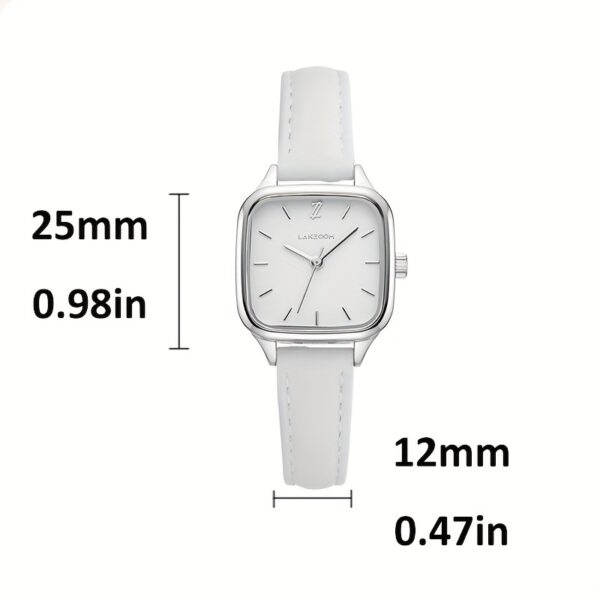 Newness Minimalist Square White Watch: A chic, minimalist white square watch perfect for everyday wear. Close-up showcasing its clean design and subtle details.