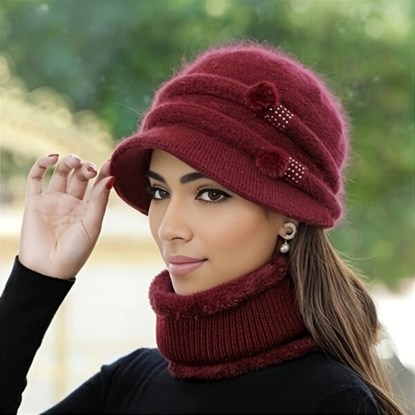 Stay cozy and chic this winter with the Newness Wintertide Acrylic Knit Balaclava. A close-up shot showcasing its soft acrylic knit texture and stylish design, perfect for holiday celebrations.
