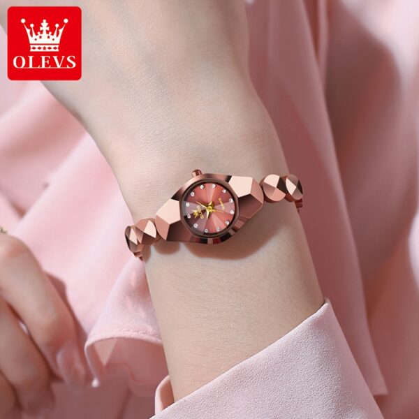 Rose gold OLEVS Rhombus Bracelet Watch, showcasing its elegant design and intricate details.