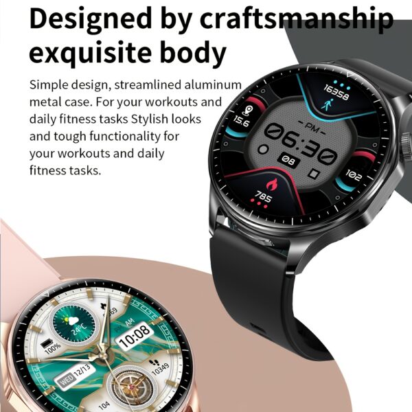 Newness Aura 2-in-1 Smartwatch with wireless earbuds; sleek design, advanced features.