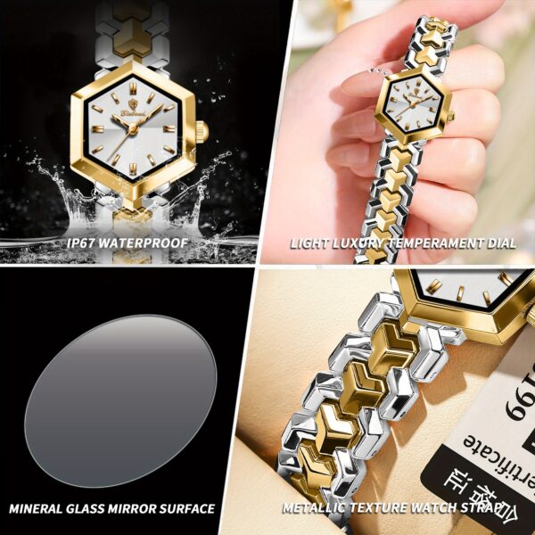 Newness Hexagonal Elegance Geometric Bracelet Watch, showcasing its unique hexagonal design and stylish bracelet.