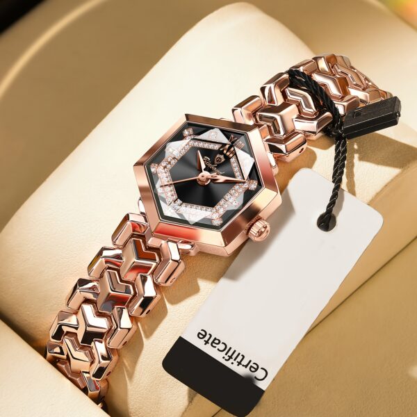 Hexagonal Chic: Geometric Women's Watch, a stylish geometric watch for women, showcasing its hexagonal design and elegant appeal. Perfect for everyday wear or special occasions.
