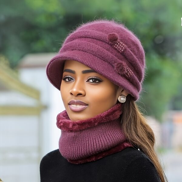 Stay cozy and chic this winter with the Newness Wintertide Acrylic Knit Balaclava. A close-up shot showcasing its soft acrylic knit texture and stylish design, perfect for holiday celebrations.