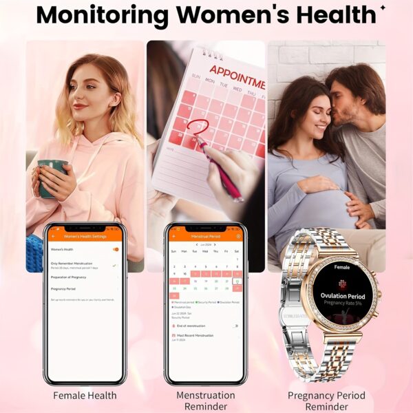 INNOFOVO Aurora Smartwatch for Women: Close-up showcasing its chic design and features.