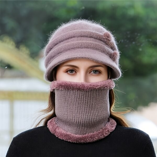Stay cozy and chic this winter with the Newness Wintertide Acrylic Knit Balaclava. A close-up shot showcasing its soft acrylic knit texture and stylish design, perfect for holiday celebrations.