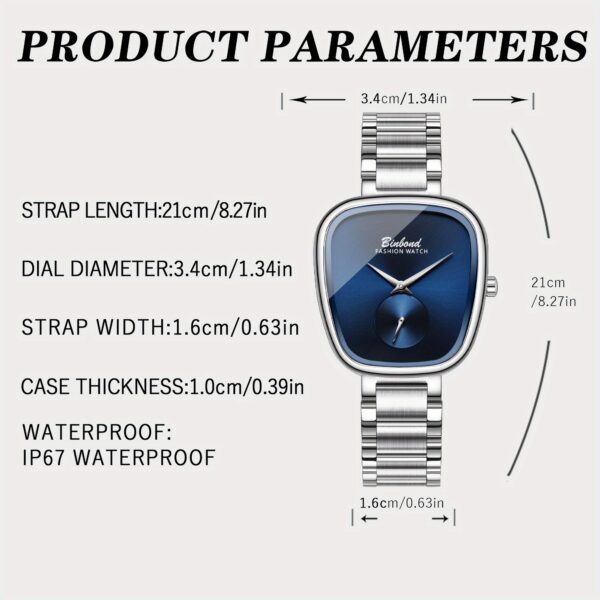 Newness Azure Edge women's rectangular watch, sleek and modern design.
