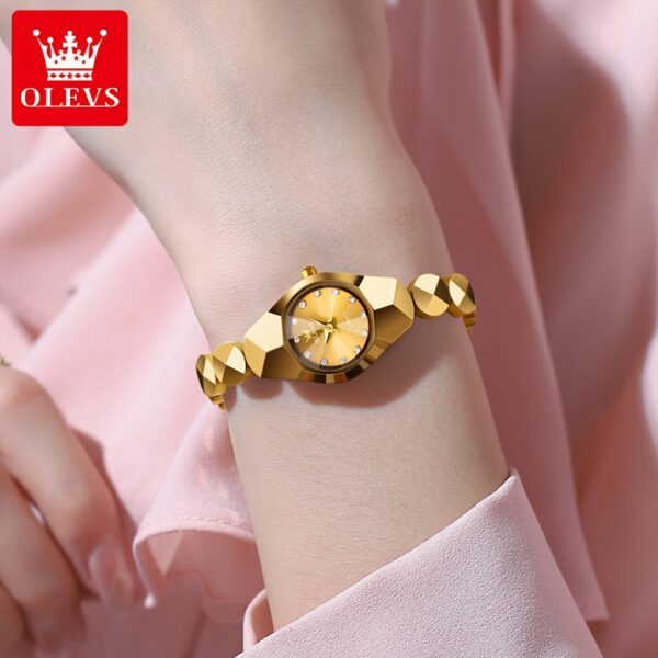 Rose gold OLEVS Rhombus Bracelet Watch, showcasing its elegant design and intricate details.