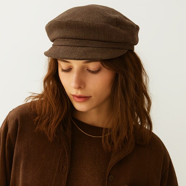 Unisex brown Boulevard Newsboy Cap by Newness, perfect for fall and winter. Lightweight, warm, and adjustable for a comfortable fit.