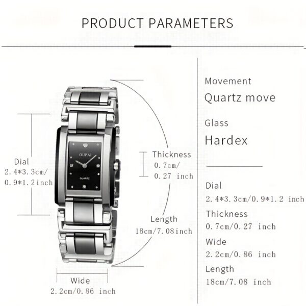 OUPAI Noir Ceramic Bracelet Watch, showcasing its sleek ceramic bracelet and steel accents.