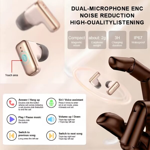 Newness Aura 2-in-1 Smartwatch with wireless earbuds; sleek design, advanced features.
