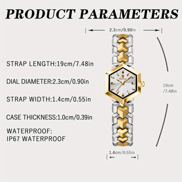 Newness Hexagonal Elegance Geometric Bracelet Watch, showcasing its unique hexagonal design and stylish bracelet.