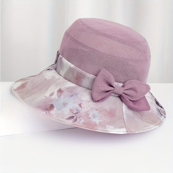 1pc Sun Hat, Women's Thin Brim Bow Top Fashionable Versatile Sun Hat, Suitable for Mothers and Middle-Aged Grandmothers, Ideal for Outings, Travel, Hiking, Beach, Parties