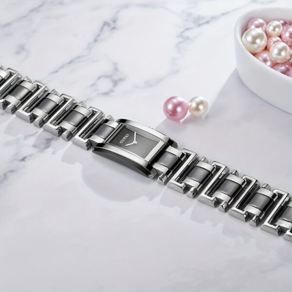 OUPAI Noir Ceramic Bracelet Watch, showcasing its sleek ceramic bracelet and steel accents.