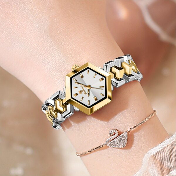 Newness Hexagonal Elegance Geometric Bracelet Watch, showcasing its unique hexagonal design and stylish bracelet.