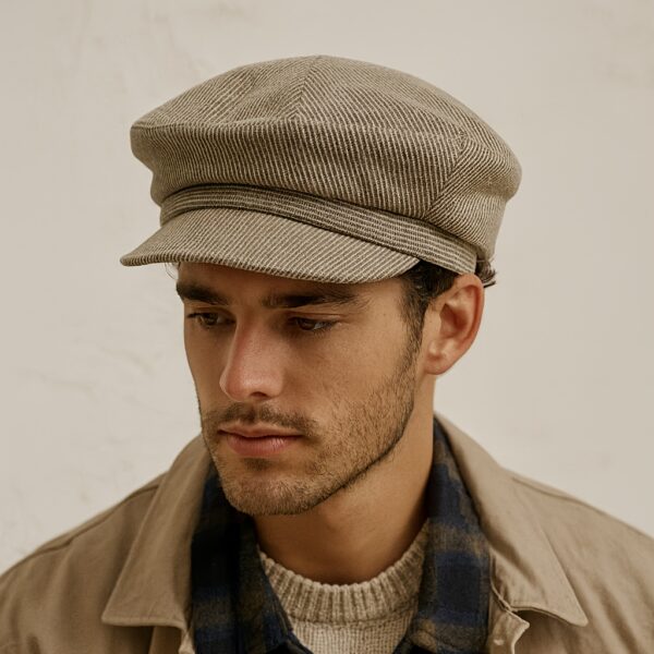 Unisex brown Boulevard Newsboy Cap by Newness, perfect for fall and winter. Lightweight, warm, and adjustable for a comfortable fit.