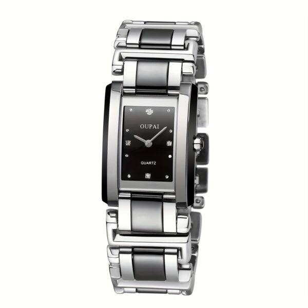OUPAI Noir Ceramic Bracelet Watch, showcasing its sleek ceramic bracelet and steel accents.