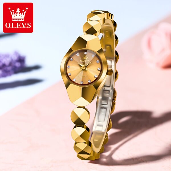 Rose gold OLEVS Rhombus Bracelet Watch, showcasing its elegant design and intricate details.