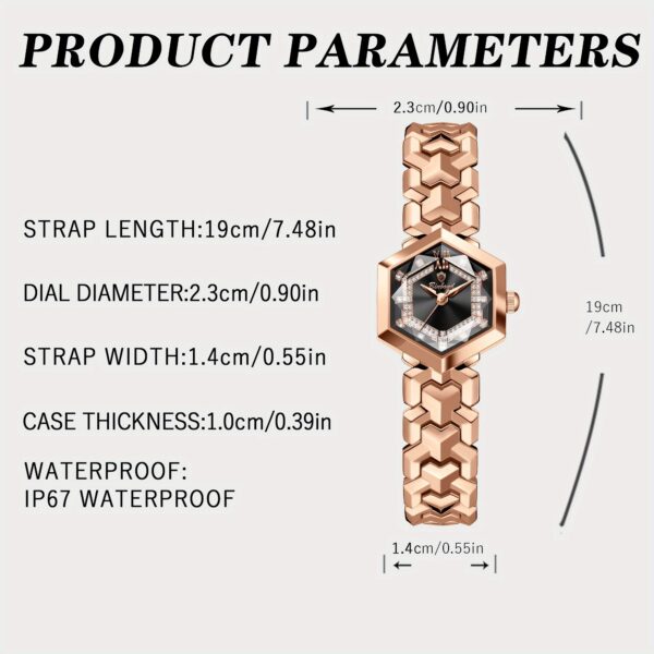 Hexagonal Chic: Geometric Women's Watch, a stylish geometric watch for women, showcasing its hexagonal design and elegant appeal. Perfect for everyday wear or special occasions.