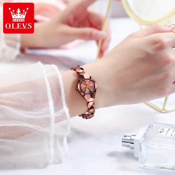 Rose gold OLEVS Rhombus Bracelet Watch, showcasing its elegant design and intricate details.