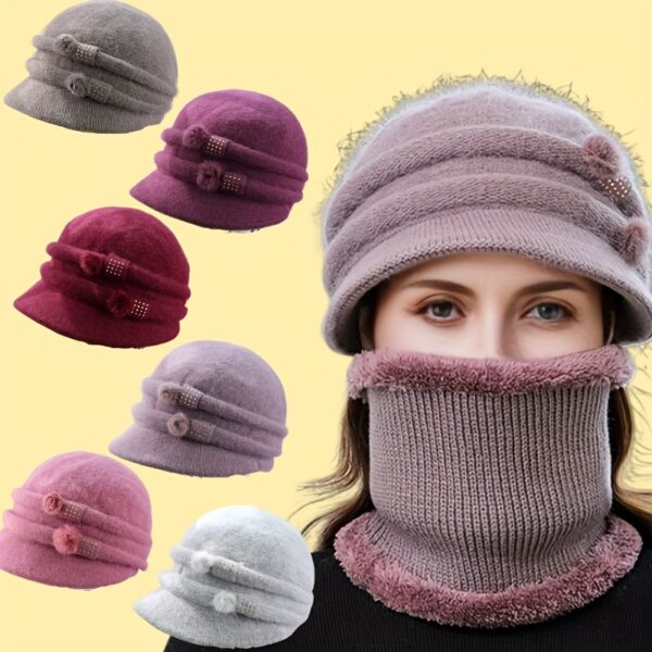 Stay cozy and chic this winter with the Newness Wintertide Acrylic Knit Balaclava. A close-up shot showcasing its soft acrylic knit texture and stylish design, perfect for holiday celebrations.