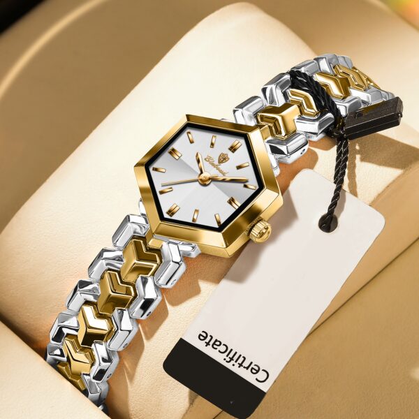 Newness Hexagonal Elegance Geometric Bracelet Watch, showcasing its unique hexagonal design and stylish bracelet.