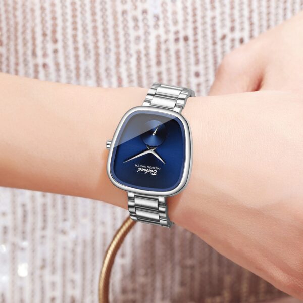 Newness Azure Edge women's rectangular watch, sleek and modern design.