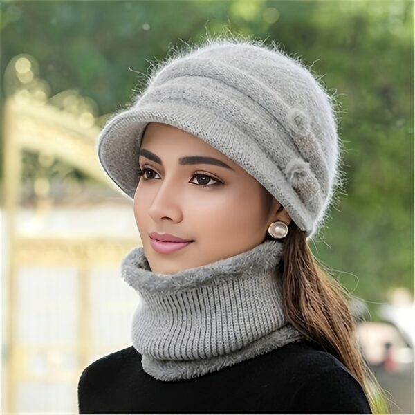 Stay cozy and chic this winter with the Newness Wintertide Acrylic Knit Balaclava. A close-up shot showcasing its soft acrylic knit texture and stylish design, perfect for holiday celebrations.