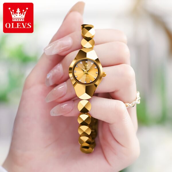 Rose gold OLEVS Rhombus Bracelet Watch, showcasing its elegant design and intricate details.