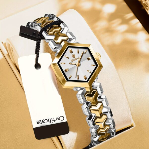 Newness Hexagonal Elegance Geometric Bracelet Watch, showcasing its unique hexagonal design and stylish bracelet.