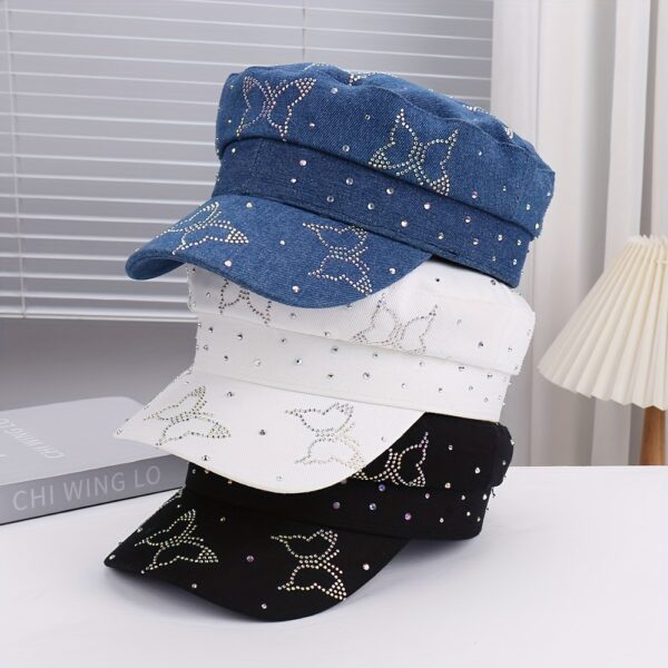 Shimmering rhinestone butterfly hair cap, adding a touch of celestial sparkle to any look.