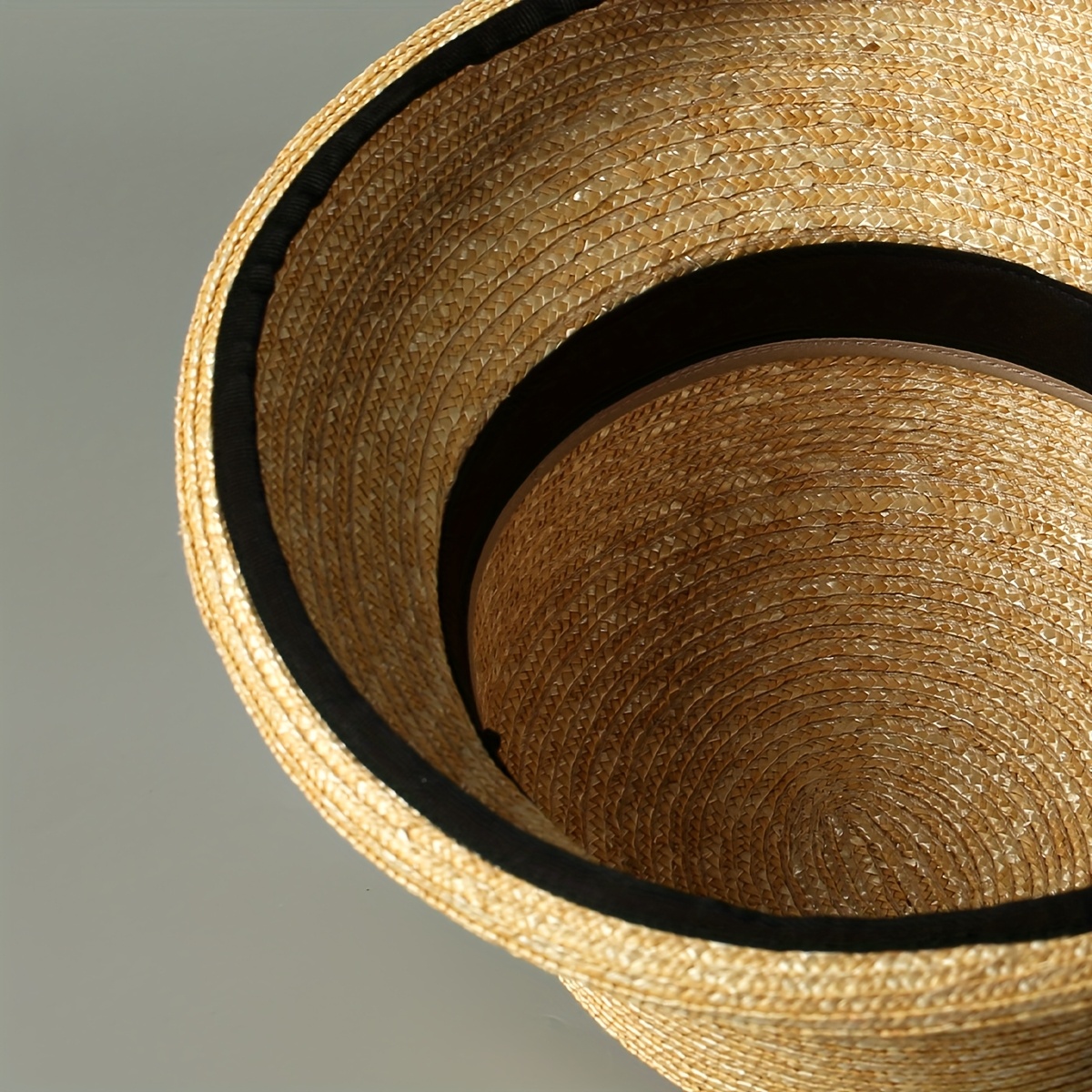 MAO GLOBAL Women'S Handwoven Wheat Straw Sun Hat with Black Ribbon Bow - Lightweight Breathable Wide Brim Bucket Hat for Beach Vacation, Outdoor Activities & Valentine'S Day, Vacation Hat, Beachwear Accessory, Decorative Bow Detail, Elegant Accessory