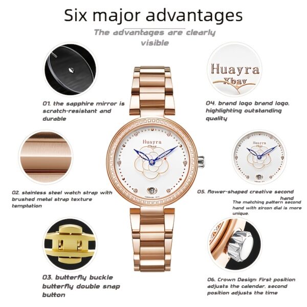 Celestial Bloom Women's Automatic Watch showcasing floral details and intricate watch mechanism.