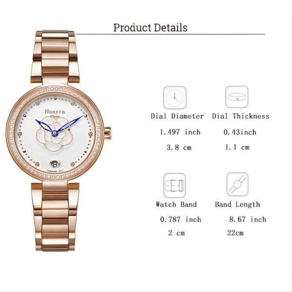 Celestial Bloom Women's Automatic Watch showcasing floral details and intricate watch mechanism.