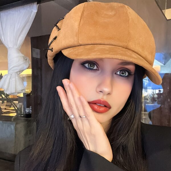Vintage-Inspired Octagonal Beret Cap for Women - Lightweight, Slim-Fit, and Versatile for Fall/Winter Streetwear, Casual Style, Polyester Material, Street Style Accessory|Slim Fit Cap|Lightweight Cap