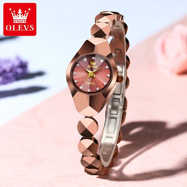 Rose gold OLEVS Rhombus Bracelet Watch, showcasing its elegant design and intricate details.