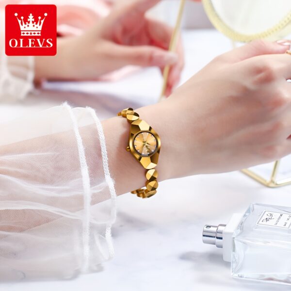 Rose gold OLEVS Rhombus Bracelet Watch, showcasing its elegant design and intricate details.