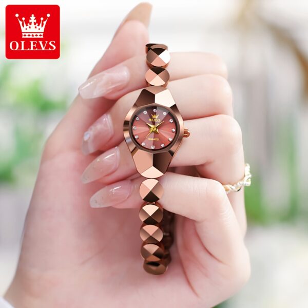 Rose gold OLEVS Rhombus Bracelet Watch, showcasing its elegant design and intricate details.