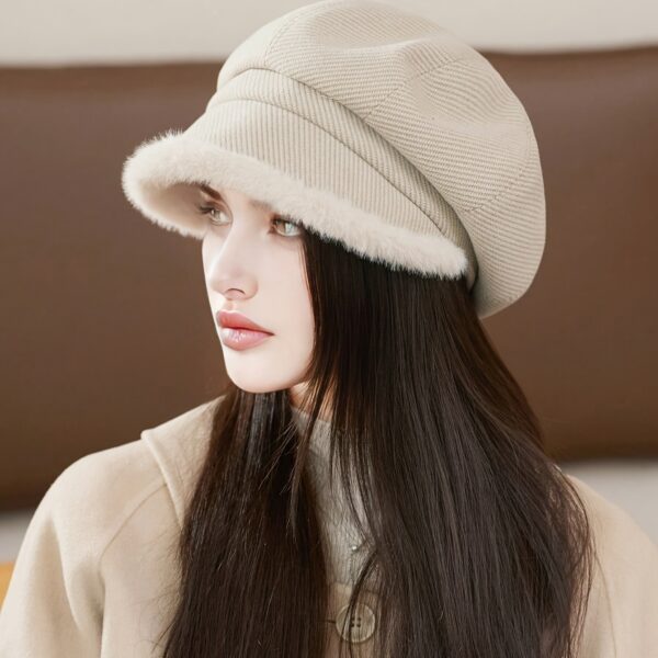 Women'S Lightweight Slim-Fit Octagonal Beret Hat - Beige Wide Brim Fisherman Cap for Spring & Fall, Stylish Layering & Casual Outfits, Autumn Fashion Accessory, Sleek Headgear
