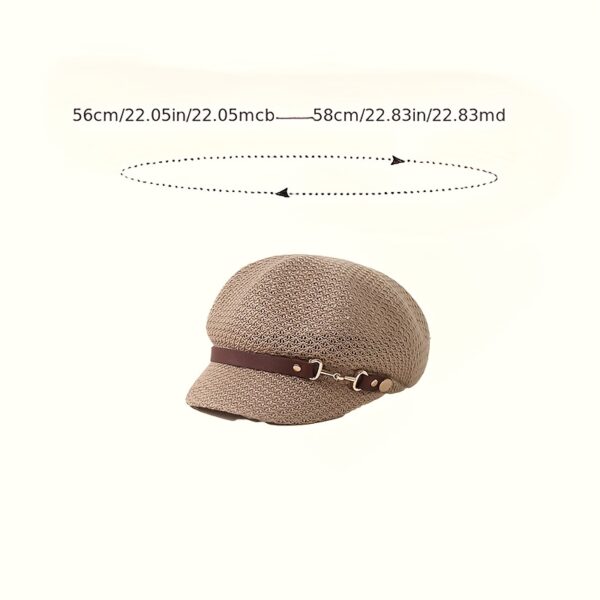 Stylish woman wearing the Newness Riviera Women's Newsboy Cap, showcasing its breathable and comfortable fit. Perfect for everyday wear or a special occasion.
