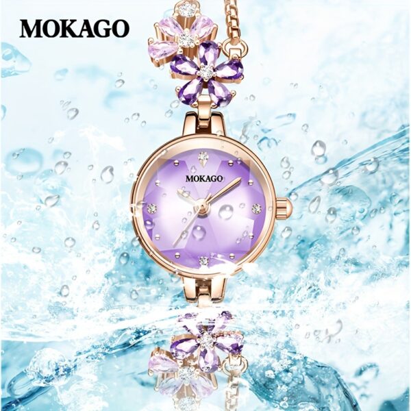Newness Violet Bloom Crystal Bracelet Watch: A stunning violet watch with sparkling crystals on a delicate bracelet.