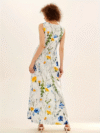 Model wearing the Newness Summer Breeze floral print dress a versatile and comfortable dress with pockets perfect for any season