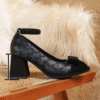 Newness Camille Bow Mary Jane Heels in elegant beige showcasing the delicate bow and comfortable silhouette