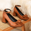 Newness Camille Bow Mary Jane Heels in elegant beige showcasing the delicate bow and comfortable silhouette