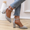 Newness City Chic Gray Chunky Heel Pumps Elevate your style with these versatile and comfortable gray pumps perfect for any occasion