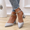 Newness City Chic Gray Chunky Heel Pumps Elevate your style with these versatile and comfortable gray pumps perfect for any occasion