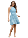 Beige sequin halter neck dress fitted silhouette perfect for weddings and parties