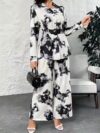 Newness Casablanca Tie Dye Two Piece Set Chic and sophisticated tie dye two piece outfit perfect for fall Features a stylish top and matching bottoms in a trendy dye pattern